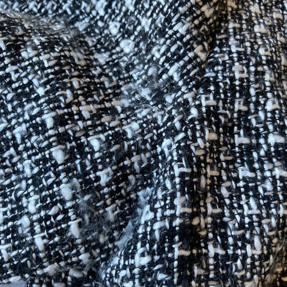 Worthington Sz Med Blazer Tweed Zip Up Jacket Womens Black White Fringe Career - Picture 7 of 10